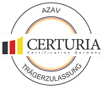 Zertifizierungslogo von Certuria für AZAV-Trägerzulassung